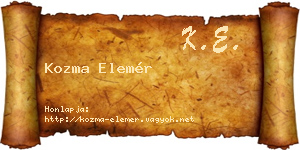 Kozma Elemér névjegykártya